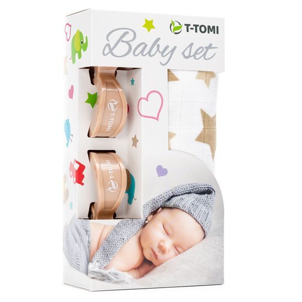 T-TOMI BABY SET - BEIGE STARS - OSUŠKY A DĚTSKÉ ŽUPANY - KOUPÁNÍ A ZDRAVÍ