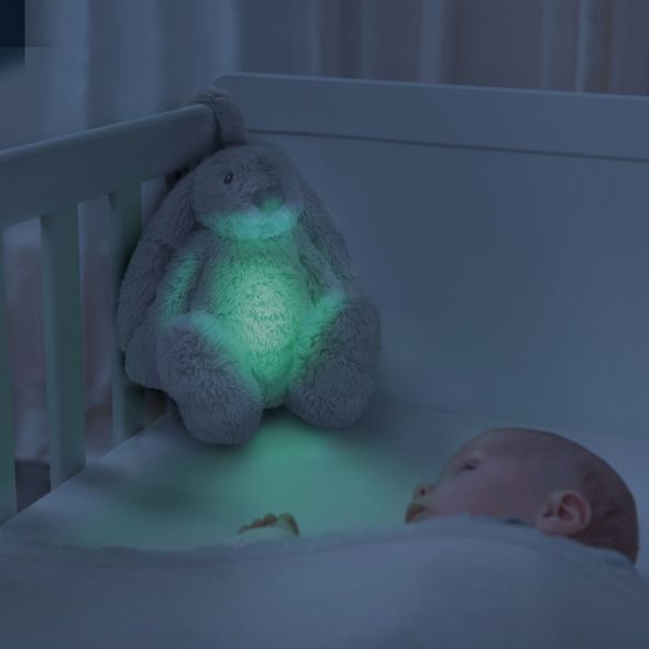 ZAZU KRÁLÍČEK RO BÍLÝ - ŠUMÍCÍ ZVÍŘÁTKO S NOČNÍM SVĚTLEM A USB NABÍJENÍM - USÍNÁČCI ŠUMÍCÍ / S TLUKOTEM - PRO DĚTI