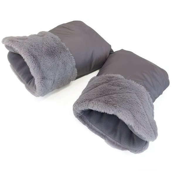 RUKAVICE NA KOČÁREK FUR GREY - RUKÁVNÍKY NA KOČÁREK - KOČÁRKY A PŘÍSLUŠENSTVÍ