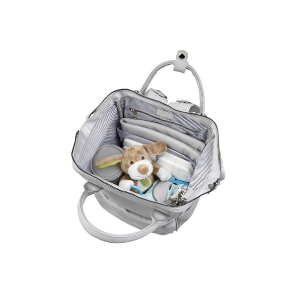 BABABING MANI PŘEBALOVACÍ TAŠKA/BATOH, DOVE GREY LEATHERETTE - PŘEBALOVACÍ TAŠKY - KOČÁRKY A PŘÍSLUŠENSTVÍ