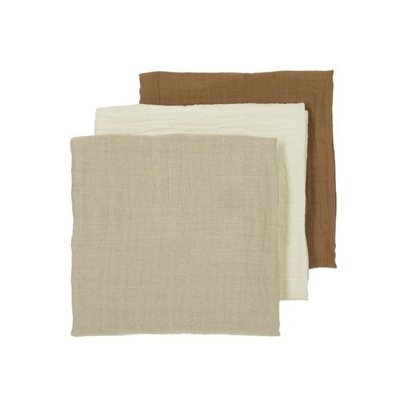 MEYCO MUŠELÍNOVÉ PLENY 3-BALENÍ - OFFWHITE/SAND/TOFFEE - LÁTKOVÉ PLENY SKLÁDANÉ - PŘEBALOVÁNÍ