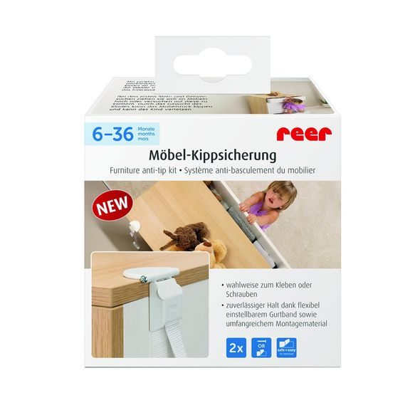 REER DRŽÁK NÁBYTKU ANTI-TIP KIT - BEZPEČNOST DĚTÍ V DOMÁCNOSTI - KOUPÁNÍ A ZDRAVÍ