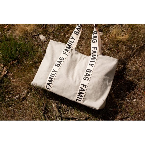 CHILDHOME CESTOVNÍ TAŠKA FAMILY BAG CANVAS OFF WHITE - PŘEBALOVACÍ TAŠKY - KOČÁRKY A PŘÍSLUŠENSTVÍ
