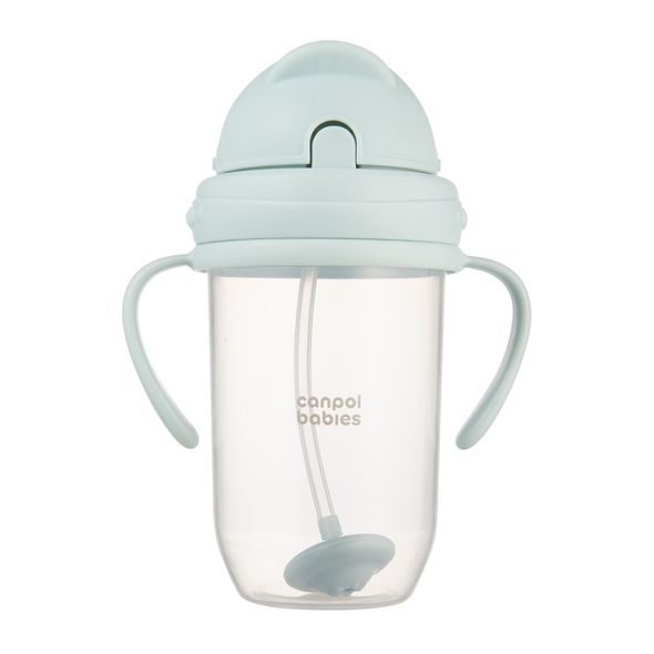 CANPOL BABIES HRNEČEK NEVYLÉVACÍ SE SLÁMKOU A ZÁVAŽÍM 270ML ZELENÝ - DĚTSKÉ HRNEČKY - KRMENÍ