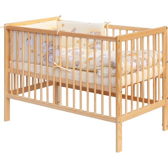 SCARLETT DĚTSKÁ POSTÝLKA S KOMPLETNÍ VÝBAVOU SCARLETT 120 X 60 CM - MRÁČEK - BÉŽOVÁ - DŘEVĚNÉ POSTÝLKY - SPINKÁNÍ