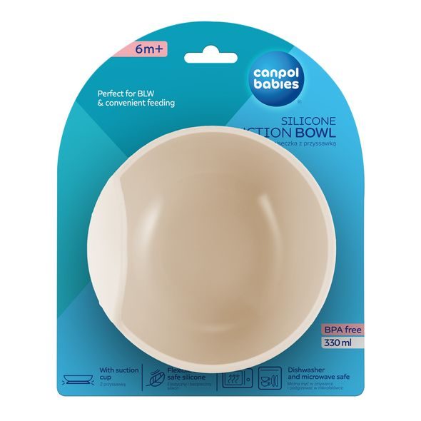 CANPOL BABIES SILIKONOVÁ MISKA S PŘÍSAVKOU 330ML KRÉMOVÁ - MISKY, TALÍŘKY A PODLOŽKY - KRMENÍ