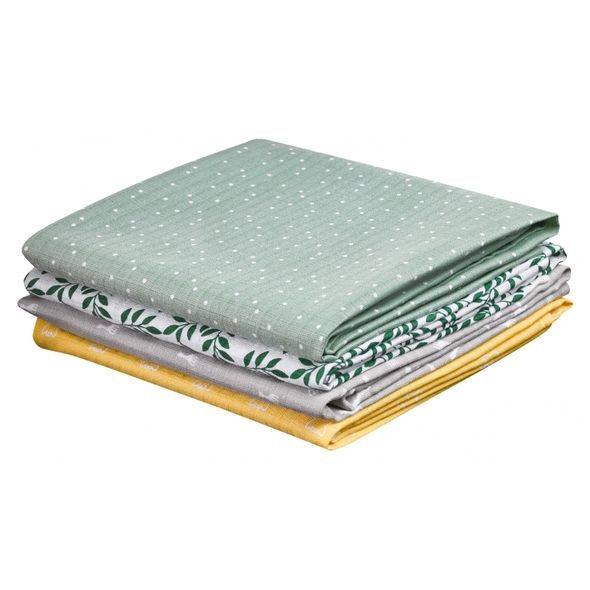 VULLI SET 4 BAREVNÝCH PLEN 70X70 CM - LÁTKOVÉ PLENY SKLÁDANÉ - PŘEBALOVÁNÍ