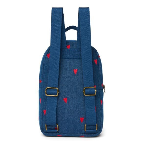 STUDIO NOOS STUDIO NOOS - DENIM MINI BACKPACK - BATŮŽEK | DARK BLUE RED HEARTS - BATOHY A TAŠKY - PRO DĚTI