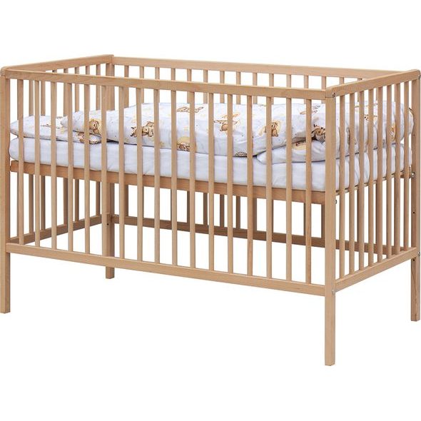 SCARLETT DĚTSKÁ POSTÝLKA S KOMPLETNÍ VÝBAVOU 120 X 60 CM LILA BÉŽOVÁ - DŘEVĚNÉ POSTÝLKY - SPINKÁNÍ