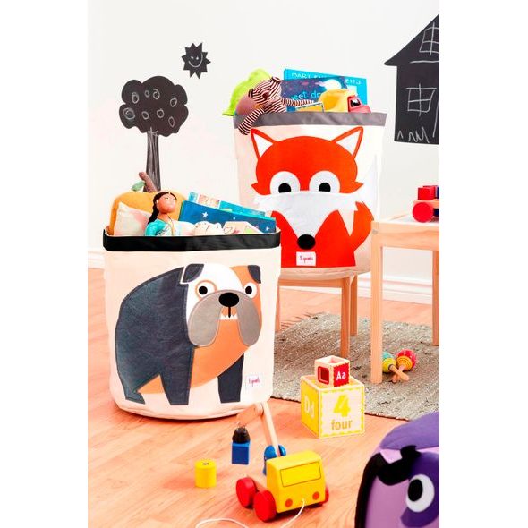 3 SPROUTS KOŠ NA HRAČKY BULLDOG GREY - BOXY NA HRAČKY - SPINKÁNÍ