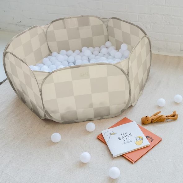 3 SPROUTS SUCHÝ BAZÉNEK RECYCLED CHECKERBOARD/BEIGE - HRACÍ PODLOŽKY NA ZEM - SPINKÁNÍ