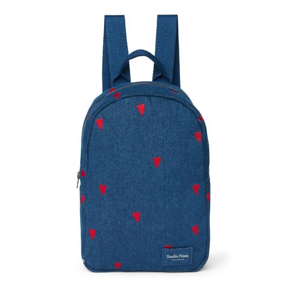 STUDIO NOOS STUDIO NOOS - DENIM MINI BACKPACK - BATŮŽEK | DARK BLUE RED HEARTS - BATOHY A TAŠKY - PRO DĚTI