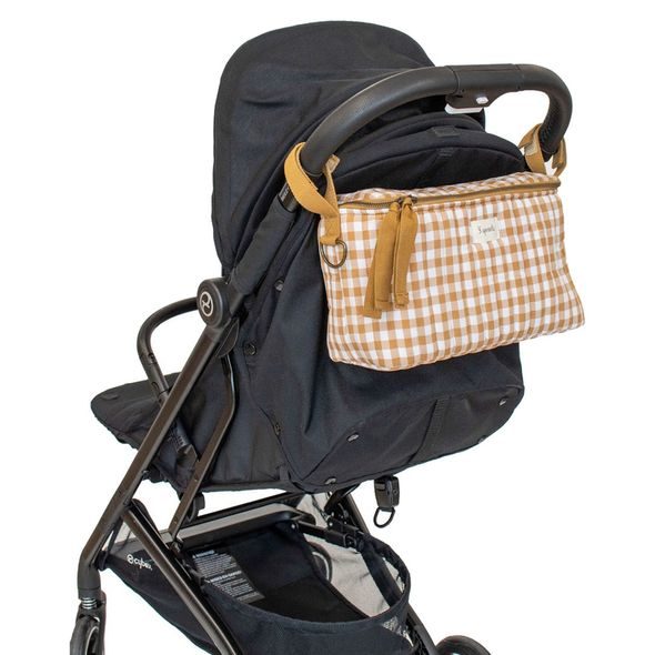 3 SPROUTS ORGANIZÉR NA KOČÁREK PROŠÍVANÝ GINGHAM MUSTARD PRINT - ORGANIZÉRY A KOŠÍKY - KOČÁRKY A PŘÍSLUŠENSTVÍ