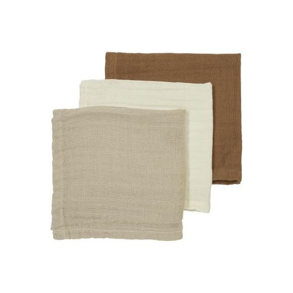 MEYCO MUŠELÍNOVÁ PLENA-ŽÍNKA 3-BALENÍ - OFFWHITE/SAND/TOFFEE - LÁTKOVÉ PLENY ALL IN ONE - PŘEBALOVÁNÍ