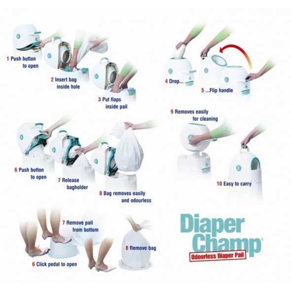 DIAPER CHAMP MEDIUM KOŠ NA PLENY - KOŠE NA PLENY A NÁPLNĚ - PŘEBALOVÁNÍ