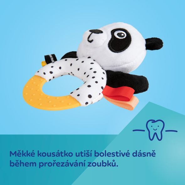 CANPOL BABIES SENZORICKÁ HRAČKA PANDA S KOUSÁTKEM A CHRASTÍTKEM BABIESBOO - KOUSÁTKA - PRO DĚTI