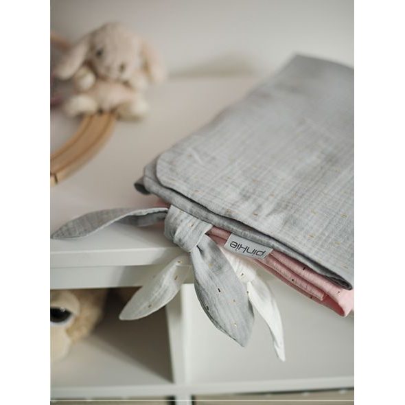 PINKIE LETNÍ DEKA PINKIE MUSLIN GREY - DĚTSKÉ DEKY PRO MIMINKA - SPINKÁNÍ