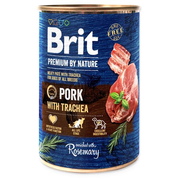 BRIT PREMIUM BY NATURE VĚPŘOVÉ S TRACHEOU 400 G - KONZERVY PRO PSY - CHOVATELSKÉ POTŘEBY MALVÍKZOO