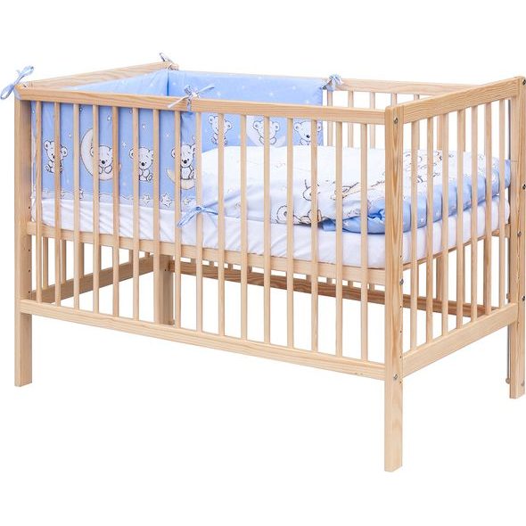 SCARLETT DĚTSKÁ POSTÝLKA S KOMPLETNÍ VÝBAVOU SCARLETT 120 X 60 CM - TORO - MODRÁ - DŘEVĚNÉ POSTÝLKY - SPINKÁNÍ