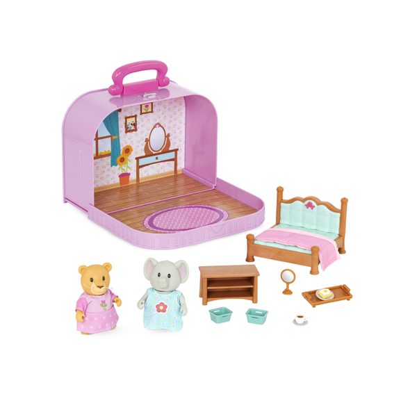 LI'L WOODZEEZ SADA V KUFŘÍKU LOŽNICE - DOPLŇKY PRO FIGURKY - PRO DĚTI