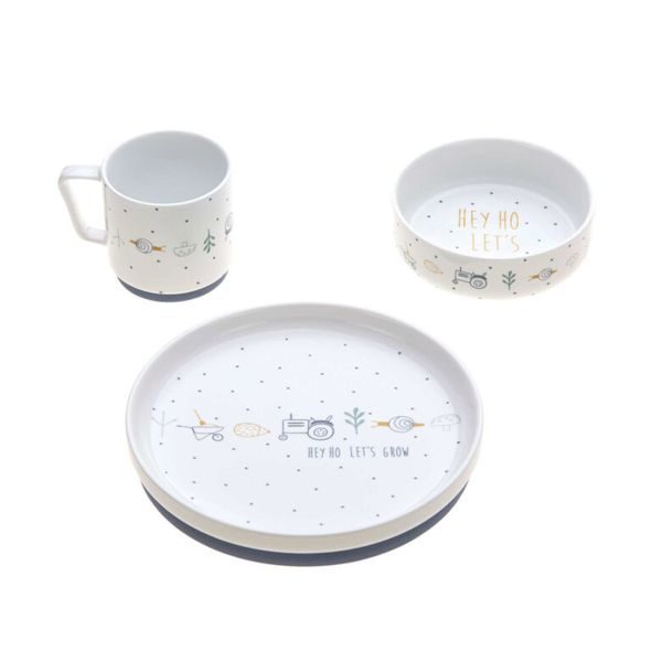 LÄSSIG DISH SET PORCELAIN GARDEN EXPLORER BOYS - MISKY, TALÍŘKY A PODLOŽKY - KRMENÍ