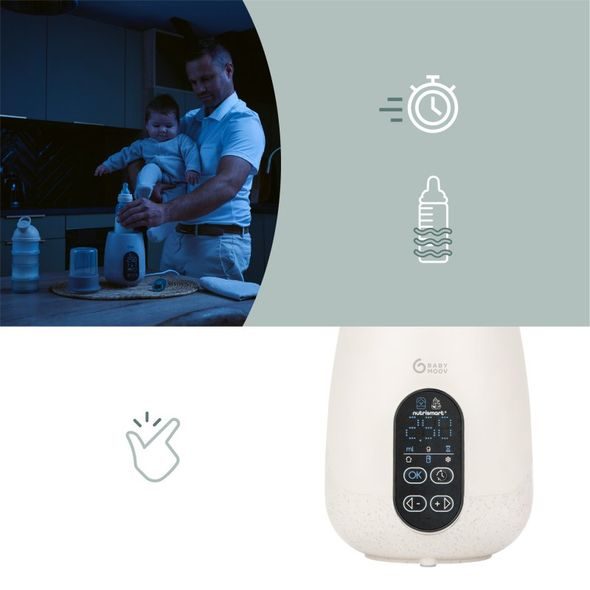 BABYMOOV OHŘÍVAČ LAHVÍ NUTRISMART+ MINERAL BEIGE - OHŘÍVAČKY MLÉKA A STRAVY - KRMENÍ