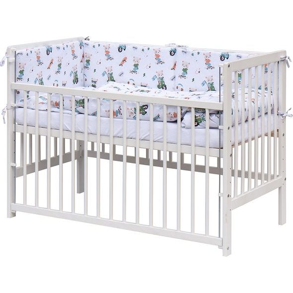 SCARLETT DĚTSKÁ POSTÝLKA S KOMPLETNÍ VÝBAVOU SCARLETT PEKO 120 X 60 CM - BÍLÁ - DŘEVĚNÉ POSTÝLKY - SPINKÁNÍ