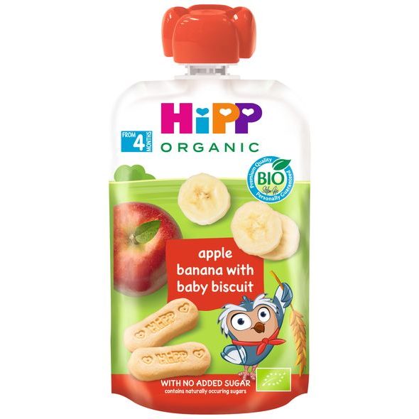 HIPP BIO HIPPIES JABLKO-BANÁN-COOKIES - KAPSIČKY - KRMENÍ