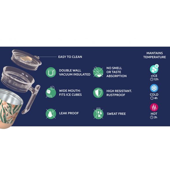 QUOKKA NEREZOVÝ TERMOHRNEK WAVE PEACHY PINK 260 ML - TERMOOBALY A TERMOSKY - KRMENÍ