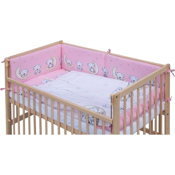 SCARLETT DĚTSKÁ POSTÝLKA S KOMPLETNÍ VÝBAVOU SCARLETT 120 X 60 CM - TORO - RŮŽOVÁ - DŘEVĚNÉ POSTÝLKY - SPINKÁNÍ