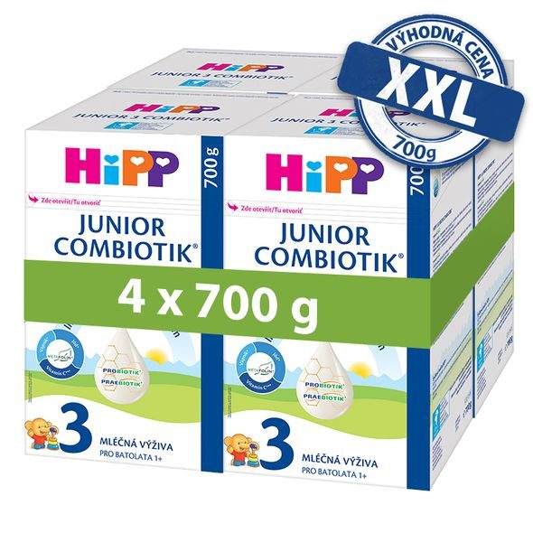 HIPP 4X BATOLECÍ MLÉKO HIPP 3 JUNIOR COMBIOTIK 700G - KOJENECKÁ MLÉKA - KRMENÍ