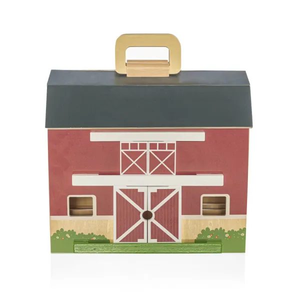 ZOPA DŘEVĚNÁ PŘENOSNÁ AKTIVITY FARMA - DOMEČKY A FIGURKY - PRO DĚTI