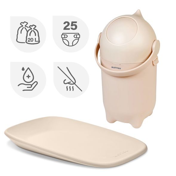 NATTOU KOŠ NA PLENY DROPY A PŘEBALOVACÍ PODLOŽKA SOFTY BEIGE 50X70 CM - PŘEBALOVACÍ PULTY - PŘEBALOVÁNÍ