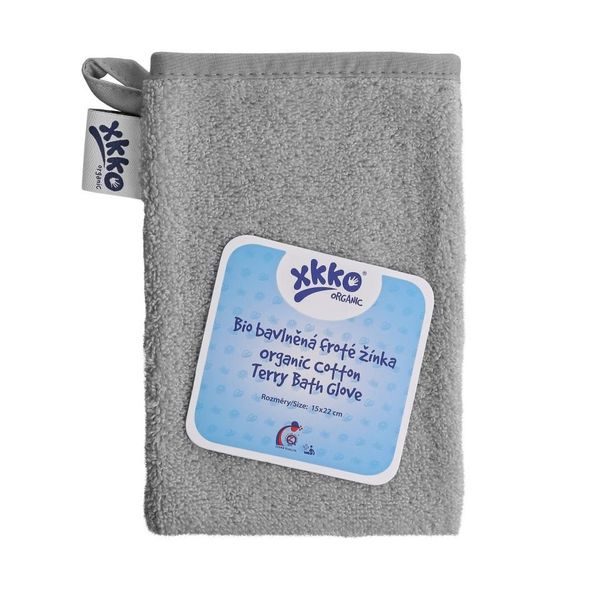 KIKKO XKKO ORGANIC BIO BAVLNĚNÁ FROTÉ ŽÍNKA SILVER - ŽÍNKY A HOUBIČKY - KOUPÁNÍ A ZDRAVÍ