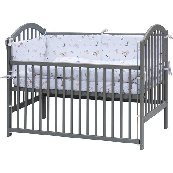 SCARLETT DĚTSKÁ POSTÝLKA S KOMPLETNÍ VÝBAVOU SCARLETT 120 X 60 CM ŠEDÁ - TURA - DŘEVĚNÉ POSTÝLKY - SPINKÁNÍ