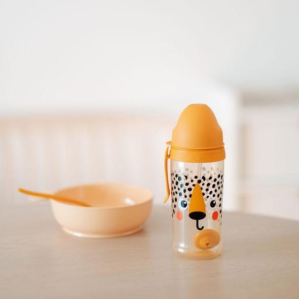 CANPOL BABIES LAHEV NEVYLÉVACÍ SPORTOVNÍ SE SLÁMKOU A ZÁVAŽÍM BABIESBOO 350ML GEPARD - SPORTOVNÍ LAHVE - KRMENÍ