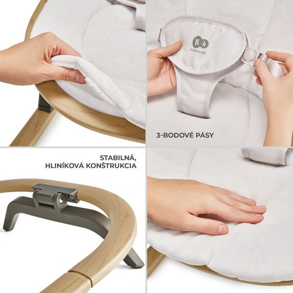 KINDERKRAFT LEHÁTKO ELSU GREY, DO 9KG - LEHÁTKA A HOUPADLA - SPINKÁNÍ