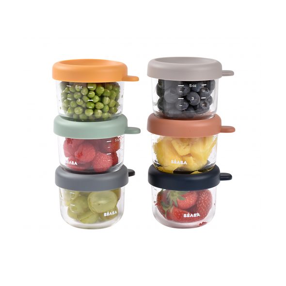 BEABA KELÍMKY NA JÍDLO SKLENĚNÉ 6X 150 ML SUNRISE - USKLADNĚNÍ JÍDLA - KRMENÍ