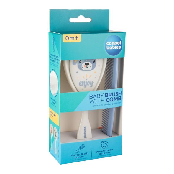 CANPOL BABIES HŘEBEN A KARTÁČ CUTE ANIMALS MODRÝ - HŘEBÍNKY A KARTÁČKY - KOUPÁNÍ A ZDRAVÍ