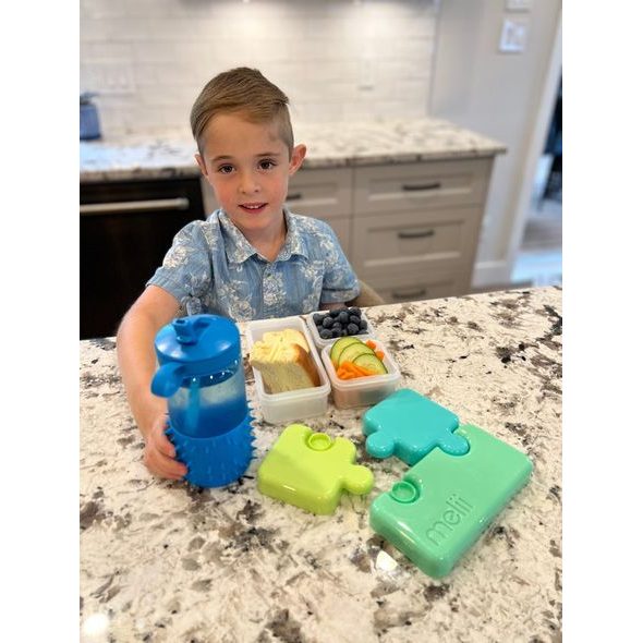 MELII SVAČINOVÝ BOX PUZZLE 850 ML - ZELENÝ, LIMETKOVÝ, MODRÝ - KRABIČKY NA SVAČINU - KRMENÍ