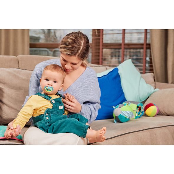 CANPOL BABIES SET SYMETRICKÝCH SILIKONOVÝCH DUDLÍKŮ 0-6M NEON LOVE MODRÝ - ŠIDÍTKA A DOPLŇKY - KRMENÍ