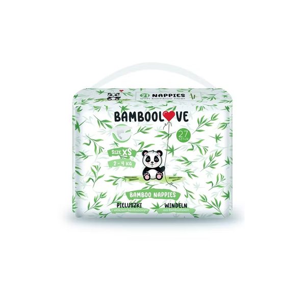 BAMBOOLOVE PLENY JEDNORÁZOVÉ BAMBUS VEL. XS 2-4 KG 27 KS - JEDNORÁZOVÉ PLENY - PŘEBALOVÁNÍ