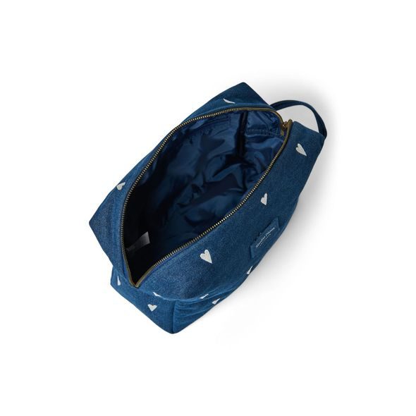 STUDIO NOOS DENIM TOILETRY - TOALETNÍ TAŠTIČKA | HEARTS DARK BLUE WHITE HEARTS - KOSMETICKÉ TAŠKY - PŘEBALOVÁNÍ