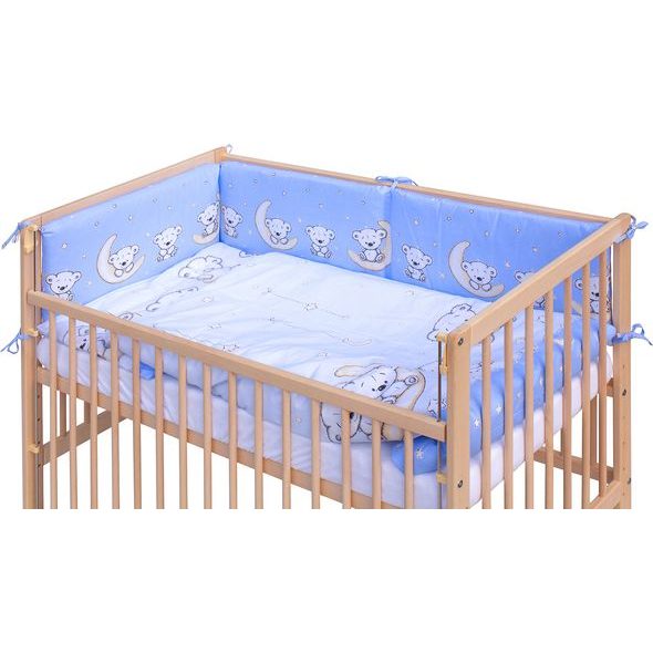 SCARLETT DĚTSKÁ POSTÝLKA S KOMPLETNÍ VÝBAVOU SCARLETT 120 X 60 CM - TORO - MODRÁ - DŘEVĚNÉ POSTÝLKY - SPINKÁNÍ