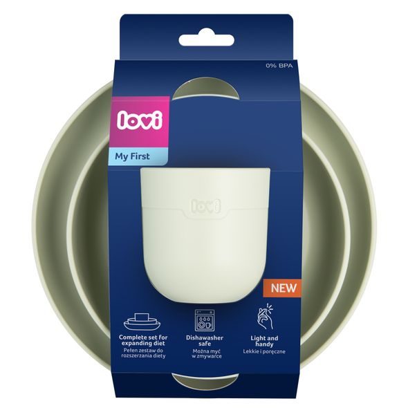 LOVI SADA NÁDOBÍ S HRNEČKEM 3KS PISTACHIO - MISKY, TALÍŘKY A PODLOŽKY - KRMENÍ