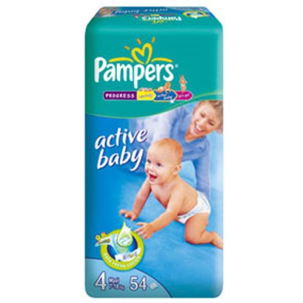 PAMPERS ACTIVE BABY MAXI 54KS - LÁTKOVÉ PLENY SKLÁDANÉ - PŘEBALOVÁNÍ