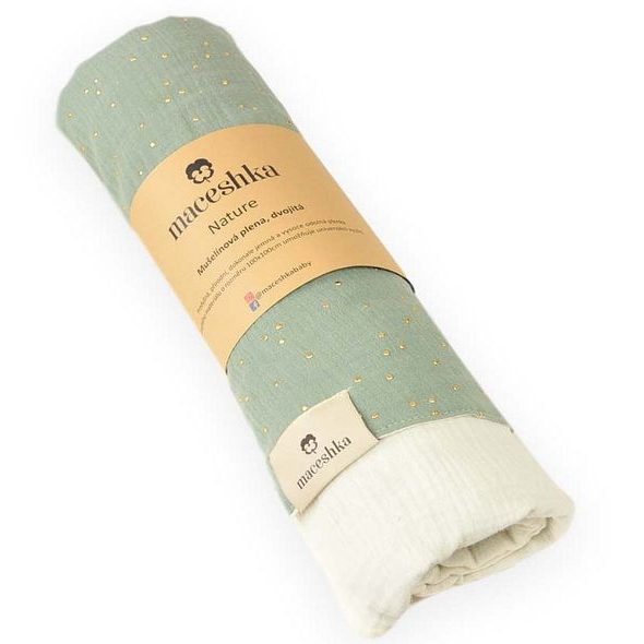 MACESHKA MUŠELÍNOVÁ PLENA NATURE SE ZLATÝM PUNTÍKEM - ZAVINOVACÍ PLENY / OSUŠKY VELKÉ - PŘEBALOVÁNÍ