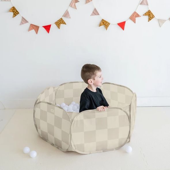 3 SPROUTS SUCHÝ BAZÉNEK RECYCLED CHECKERBOARD/BEIGE - HRACÍ PODLOŽKY NA ZEM - SPINKÁNÍ