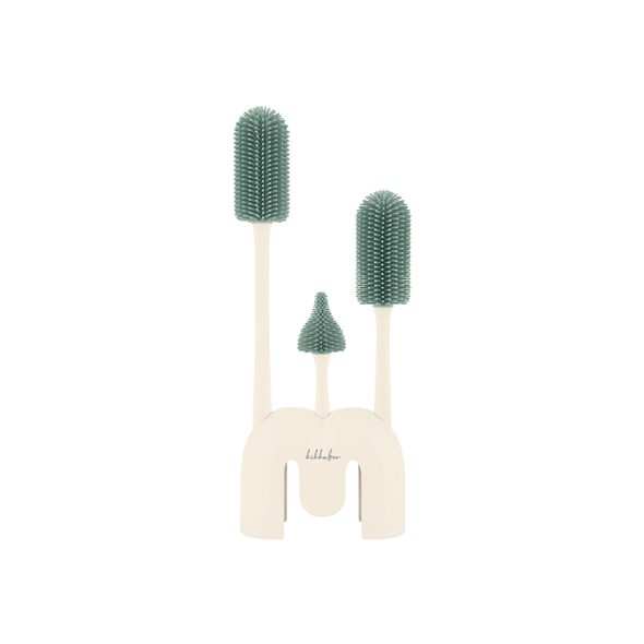 KIKKABOO KARTÁČE NA LÁHVE 3 KS SE STOJANEM PLATINUM SILICONE SAGE - ODKAPÁVAČE - KRMENÍ
