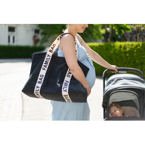 CHILDHOME CESTOVNÍ TAŠKA FAMILY BAG CANVAS BLACK - CESTOVNÍ TAŠKY NA KOČÁREK - KOČÁRKY A PŘÍSLUŠENSTVÍ